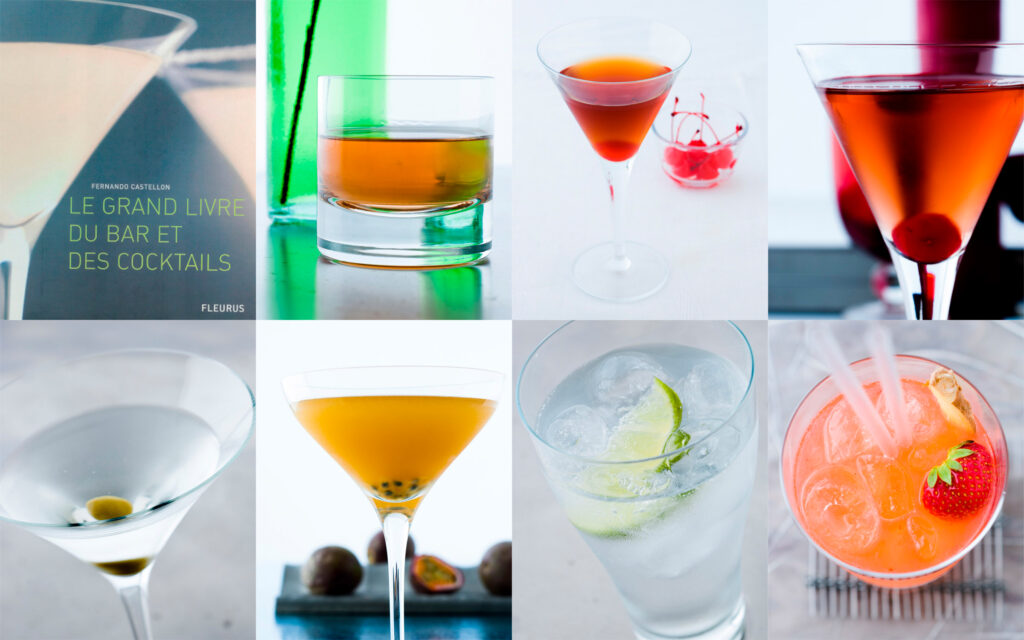 photographe culinaire - Mosaïque d images, pour le livre culinaire de cocktail par Fernando Castellon, Le grand livre du bar et des cocktails.