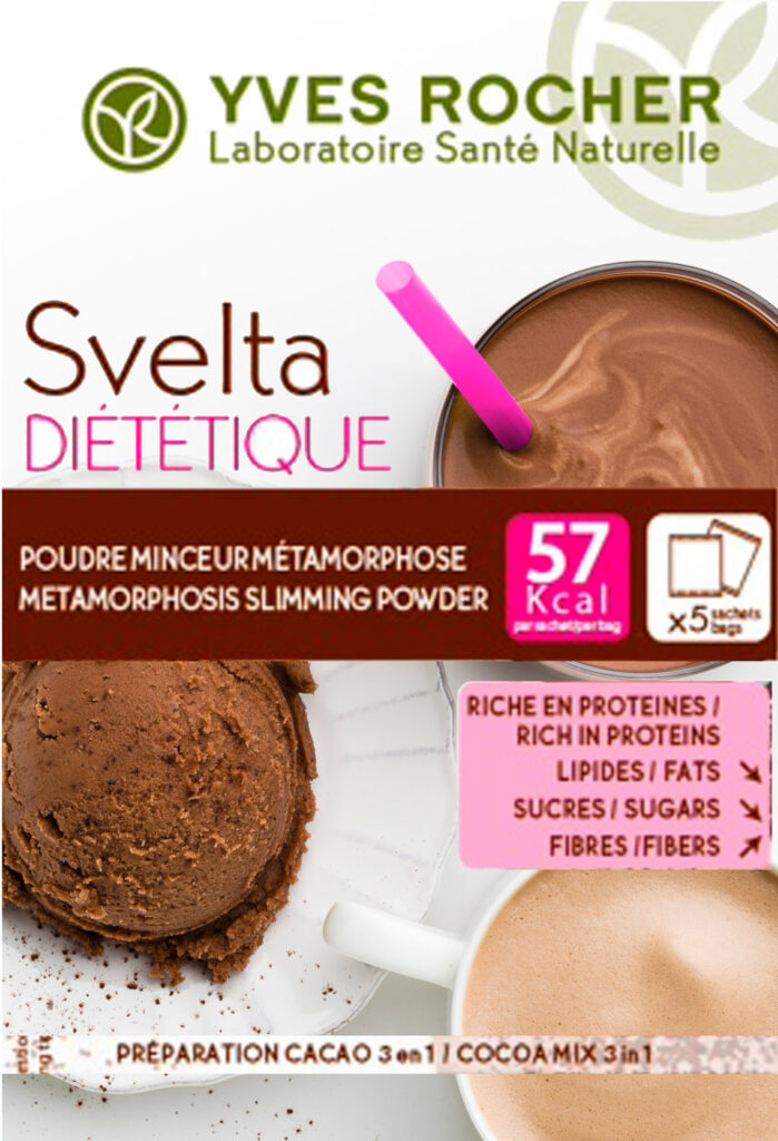 Packaging culinaire, pour le produit Svelta diététique d'Yves Rocher