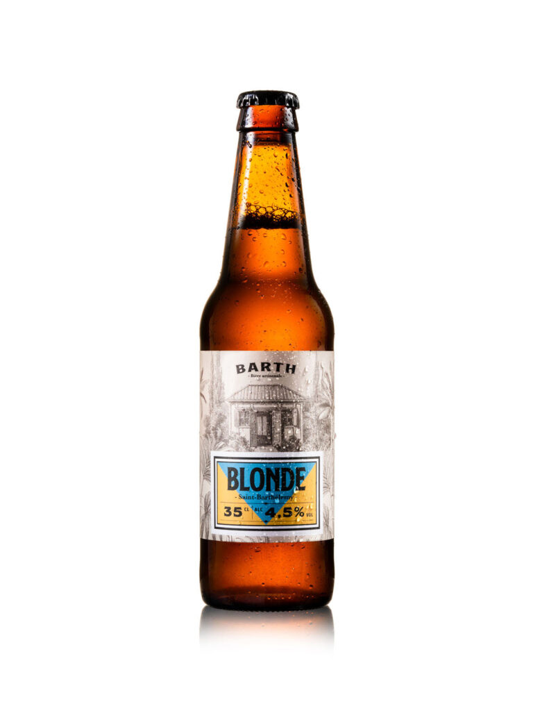 photographe culinaire - packshots produits sur fond blanc, de la bière Barth beer Blonde