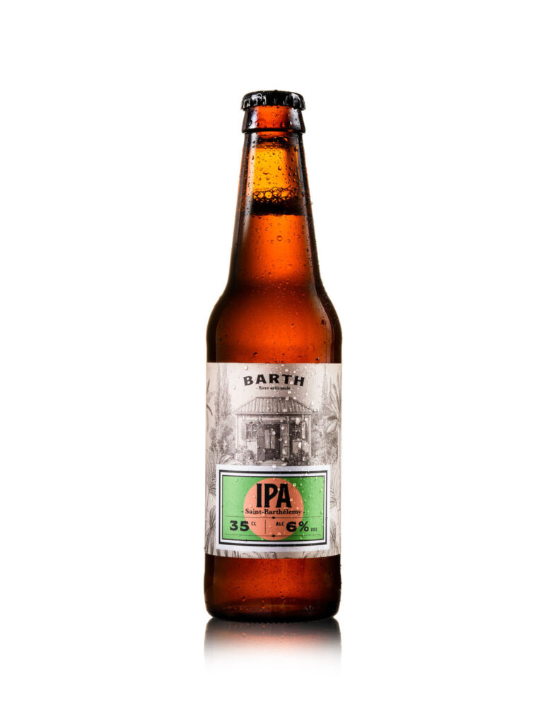 photographe culinaire - packshots produits sur fond blanc, de la bière Barth beer IPA