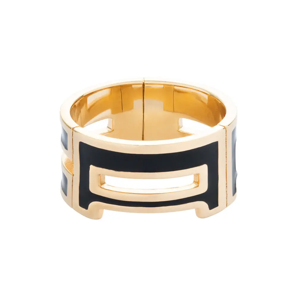 apc bague large doree email noir