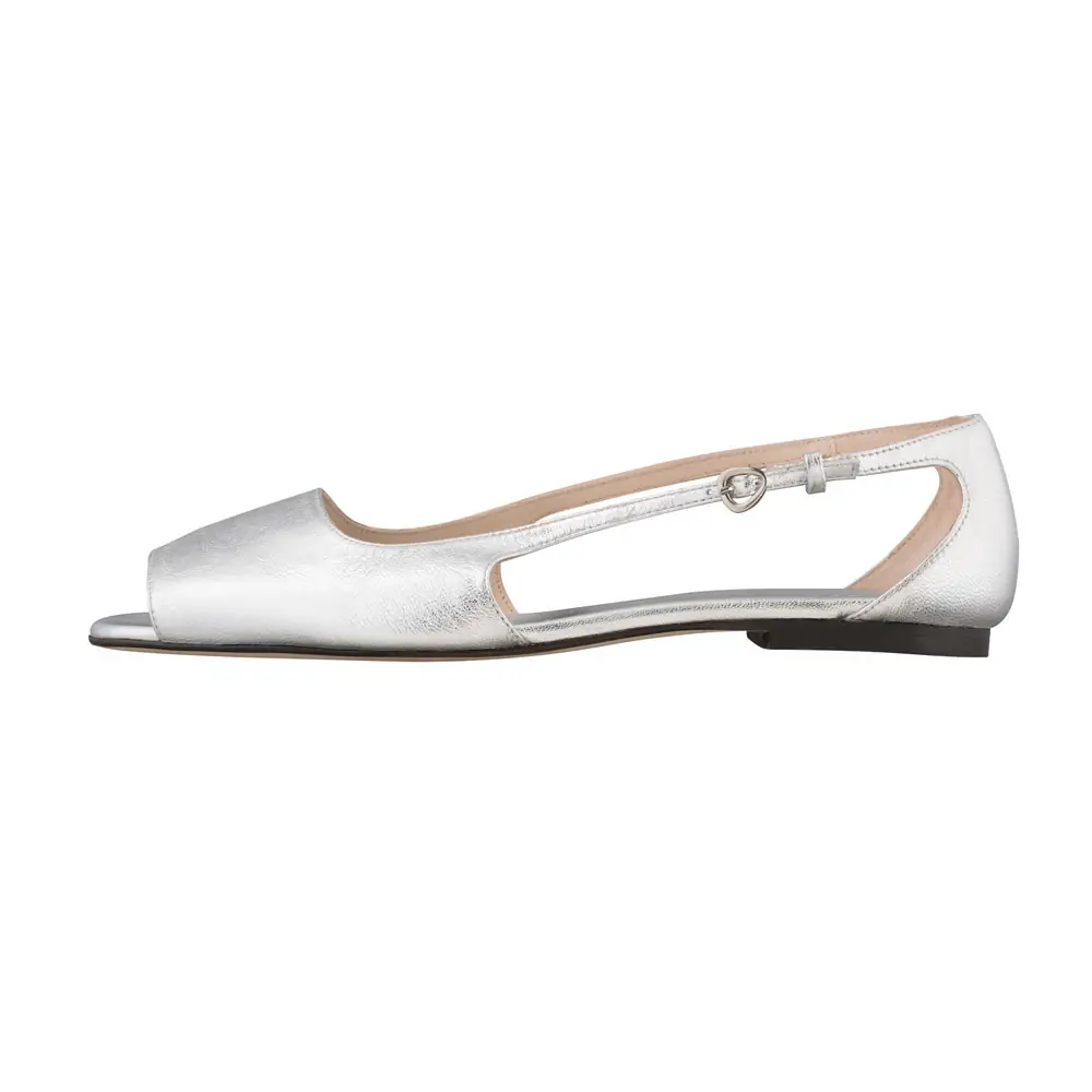 apc ballerine ouverte cuir argent