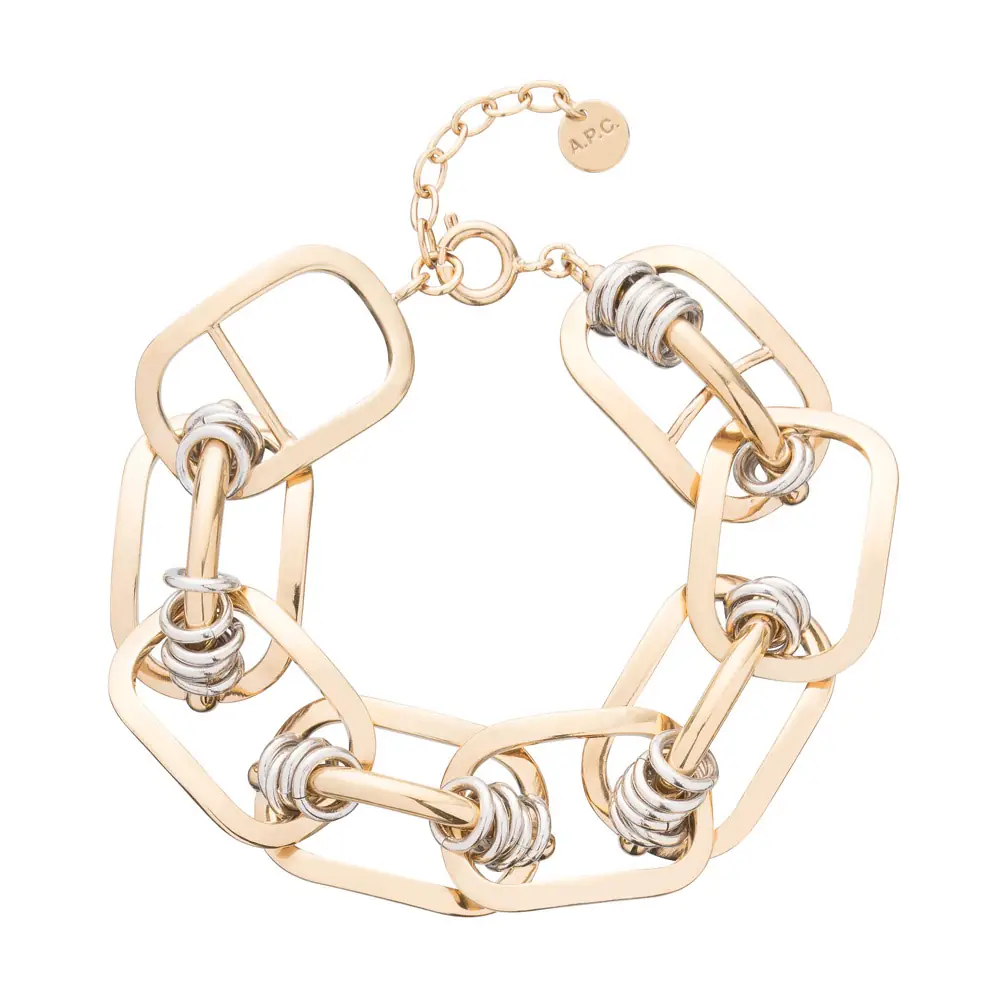 apc bracelet chaine maillons dores anneaux argent