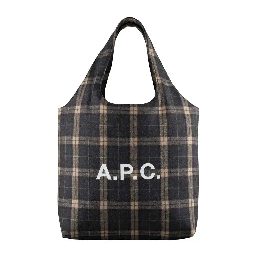apc cabas laine carreaux gris logo