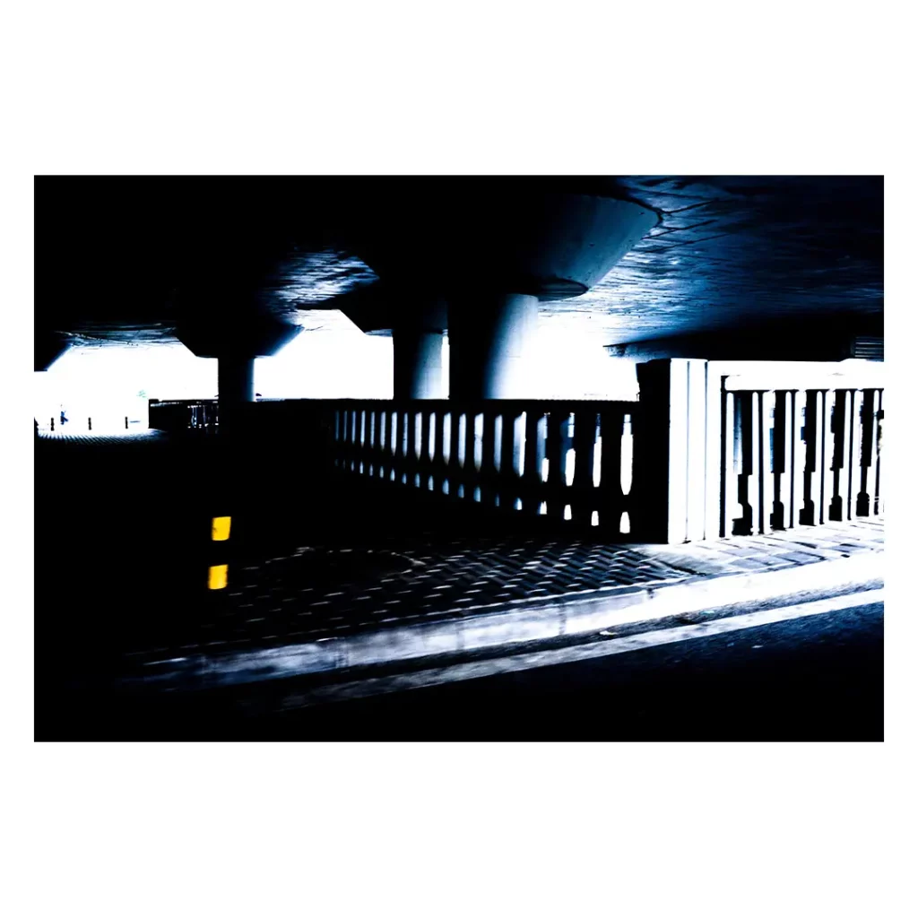 beijing night bridge perspective lights french photographer