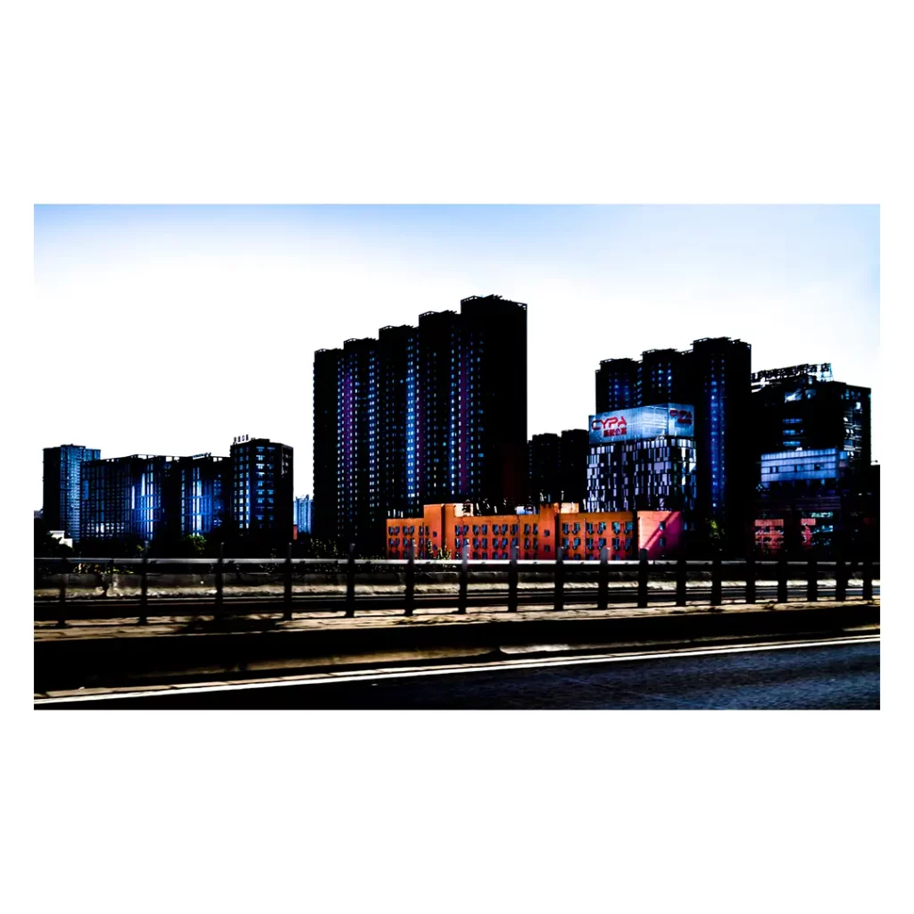 beijing night buildings neon lights french photographer