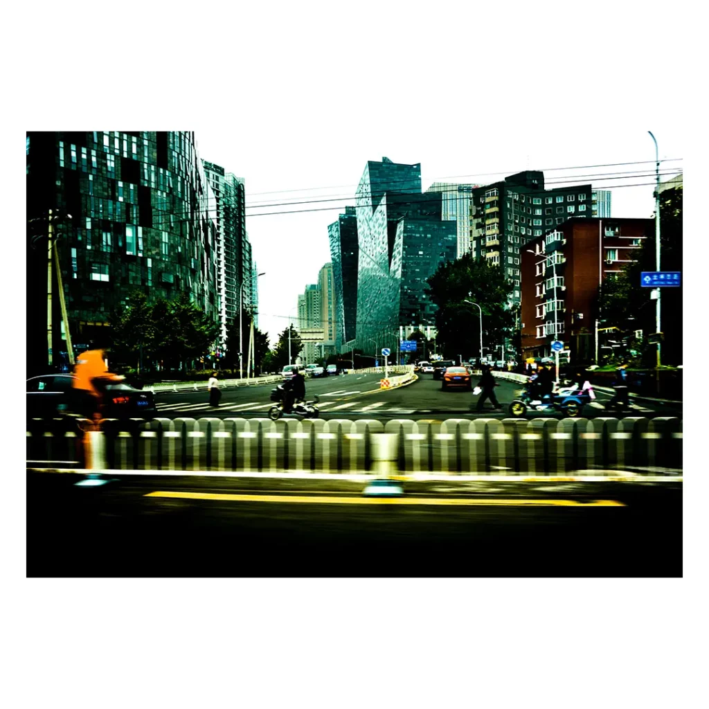 beijing night green avenue motion french photographer