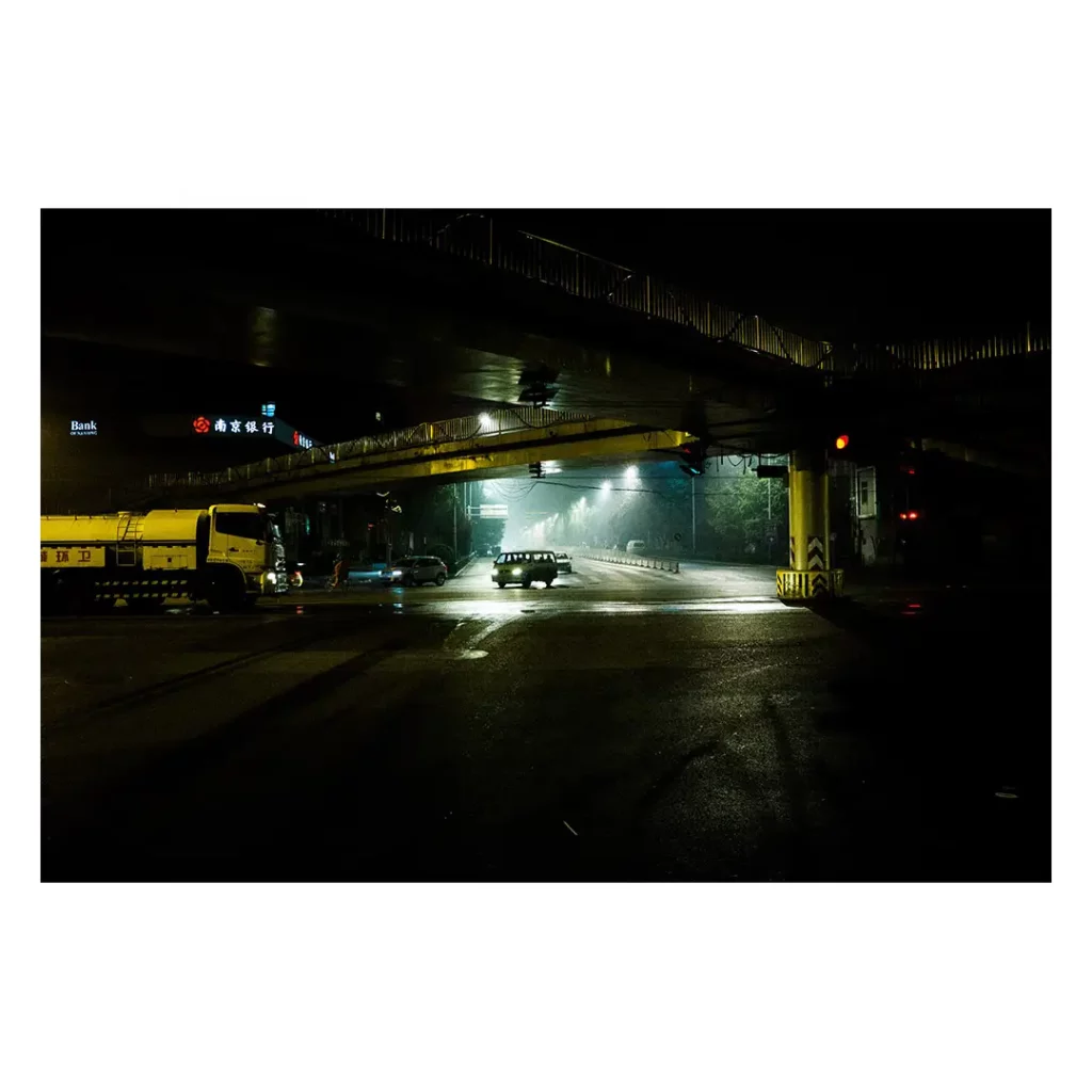 beijing night road lights urban french photographer