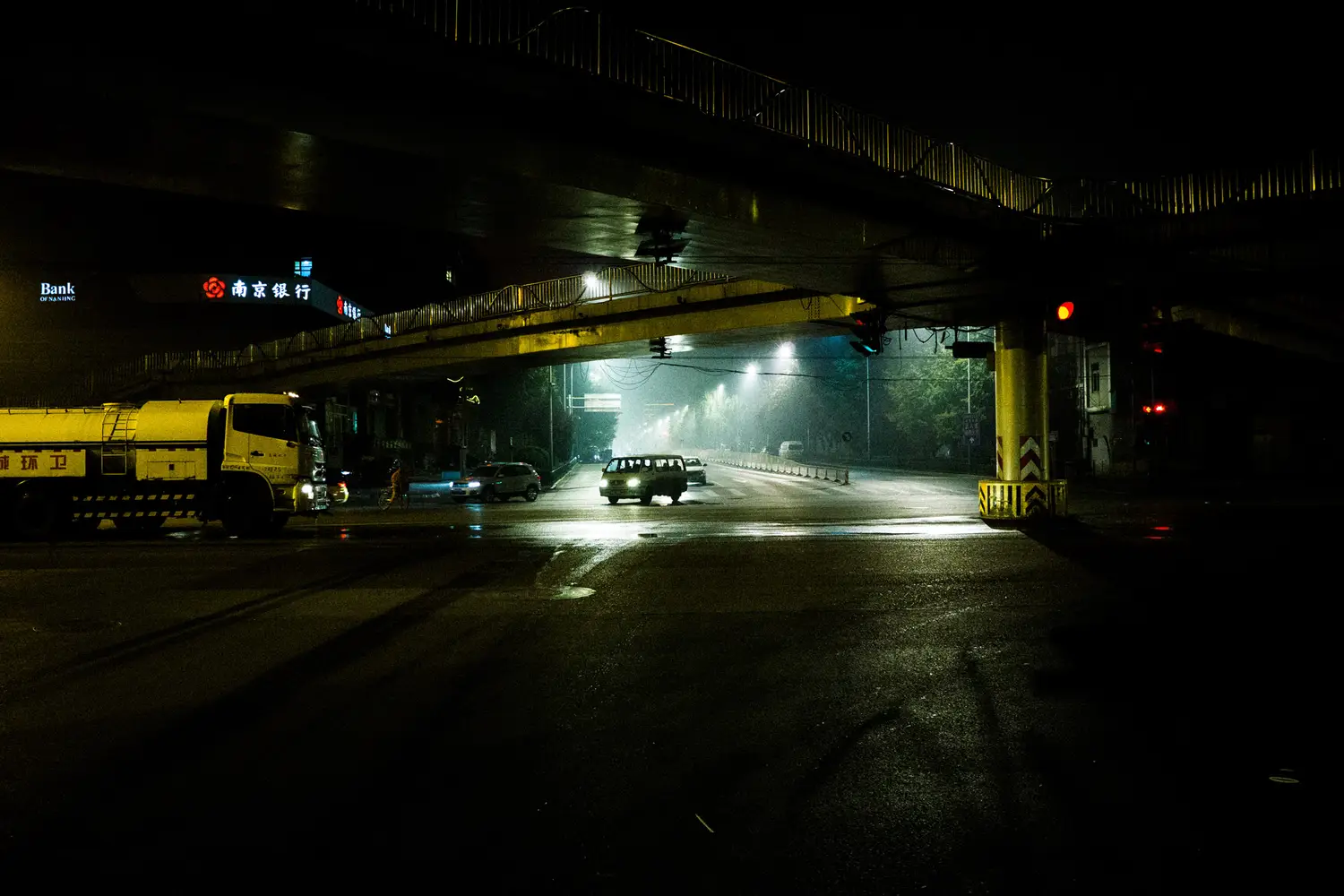 Beijing road night lights urban landscape