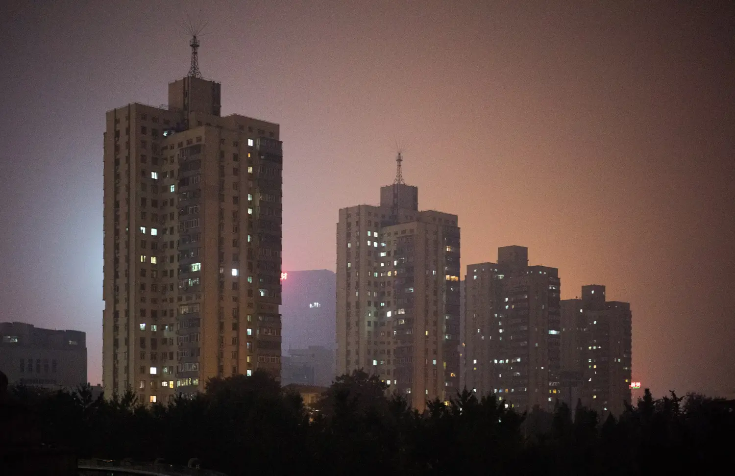 Beijing skyline dusk towers urban landscape