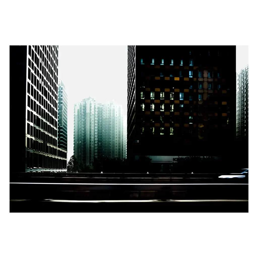 beijing night skyscraper blur vertical french photographer