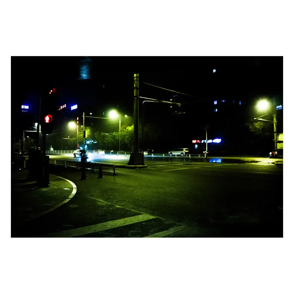 beijing night street lamps perspective photographer