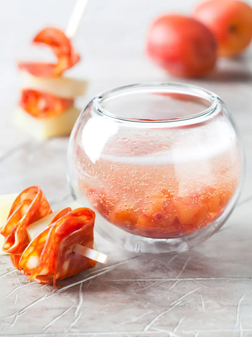 cocktail melon petillant au freixenet avec tapas chorizo fromage photographe culinaire bordeaux