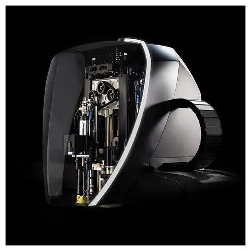 réalisation d'image industrielle, sur une tête de découpe avec vue en détail mécanique