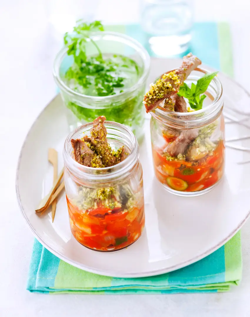 verrines agneau croustillant pistache sur ratatouille civ photographe culinaire bordeaux