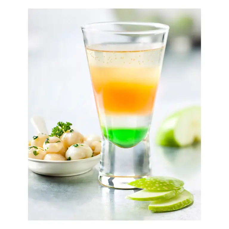 shooter tricolore garniture pomme verte presentation chic