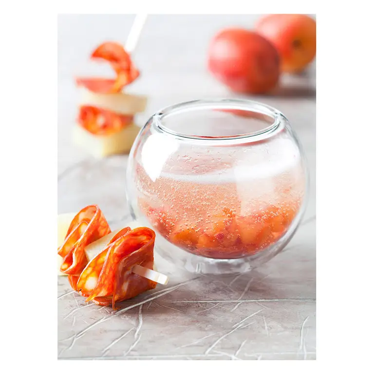 verrine tomate et brochette chorizo fromage aperitif