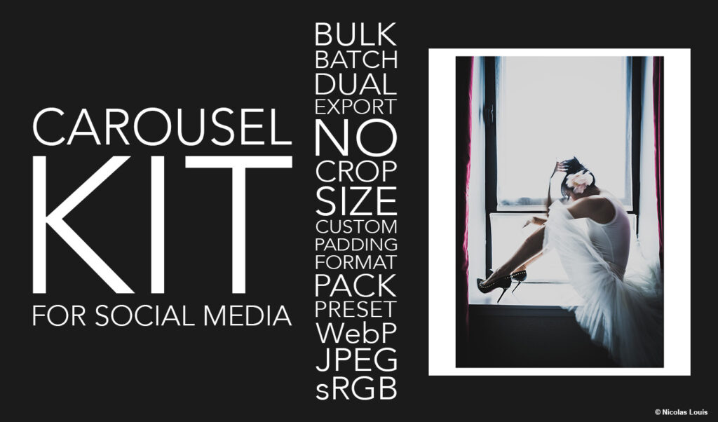 CarouselKit is a Photoshop plugin that batch-exports images with consistent padding and generates multiple formats in one workflow (WebP/JPEG).