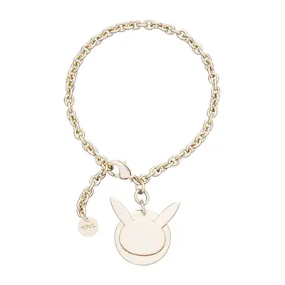 packshot produit d’un bracelet dorée, vue face, sur fond blanc, prise en studio.
