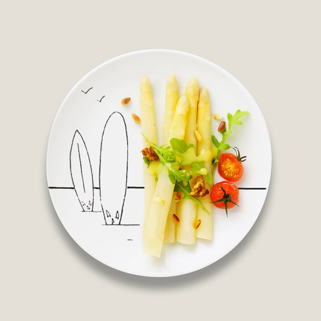 packshot produits sur fond blanc avec une une assiette de produit qualite landes