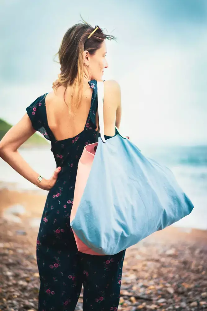 createur sac cabas bleu plage lifestyle bordeaux