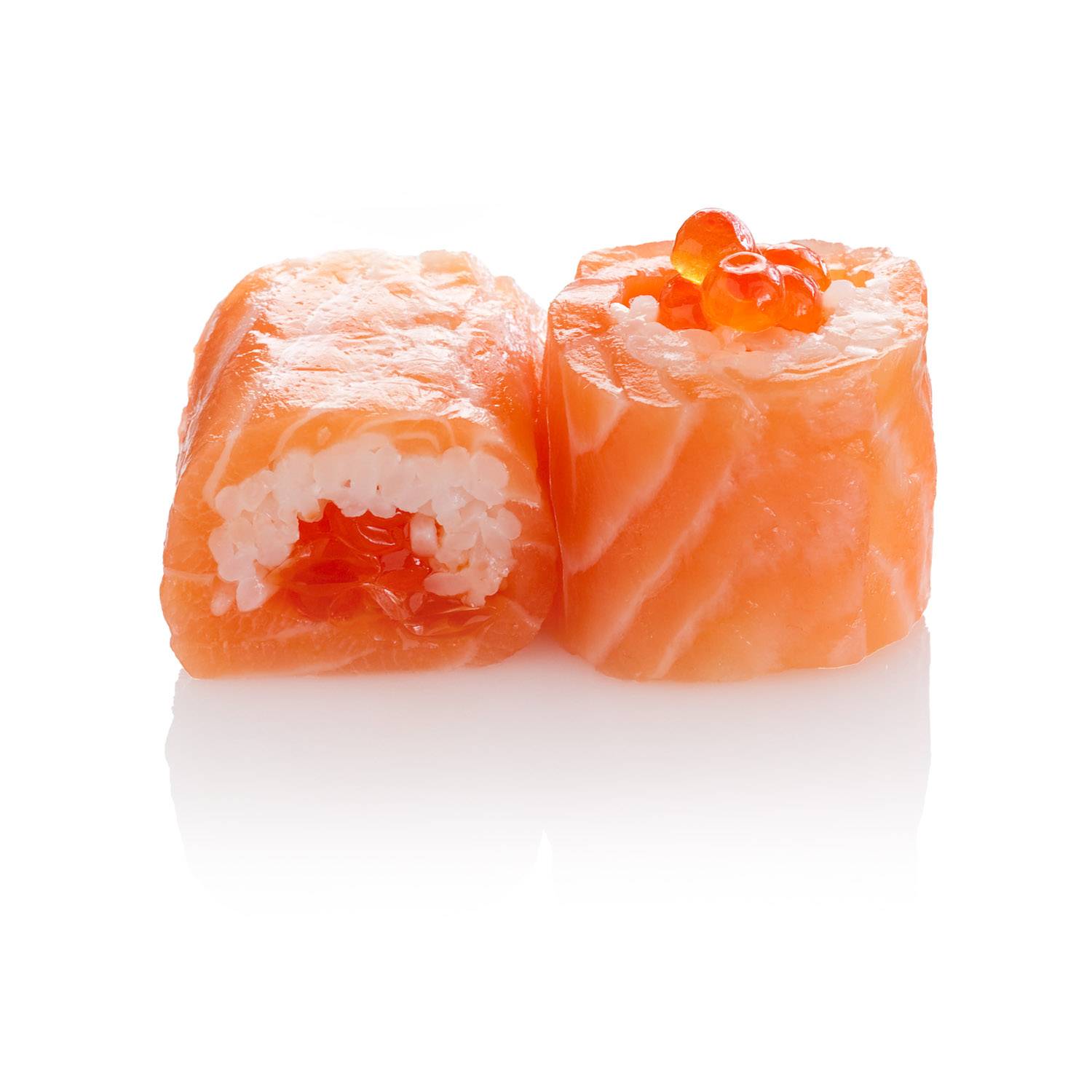 packshot produit sur fond blanc, de sushi
