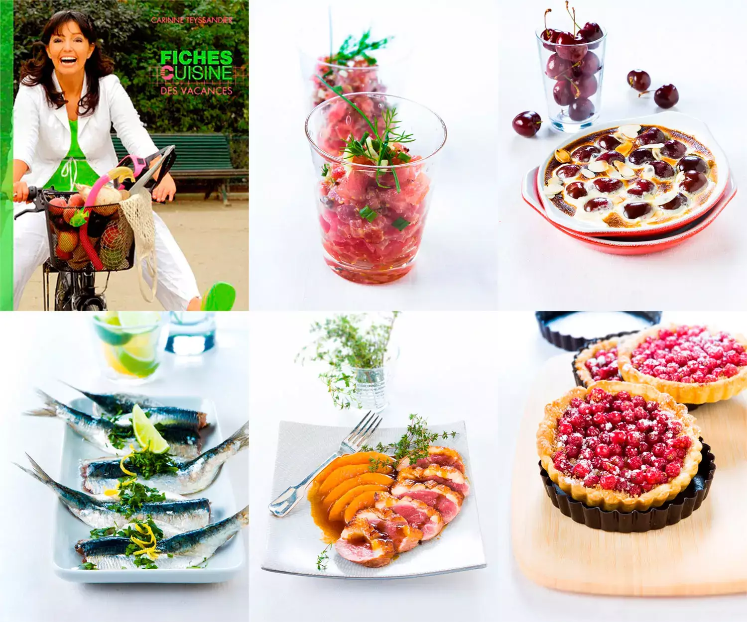 Assortiment de plats cuisines colores avec poissons, fruits, tartares et desserts aux fruits rouges, photographie culinaire a Bordeaux